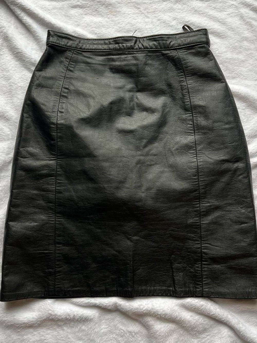Vintage Black 100% Leather Mini Skirt